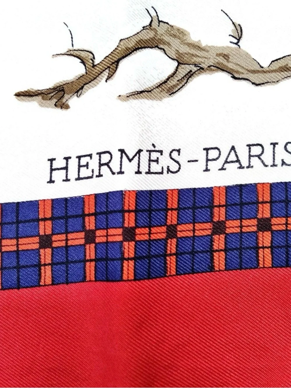 Authentic Hermès Horse Carriage Street Winter Field Red Blue White Silk Scarf 90